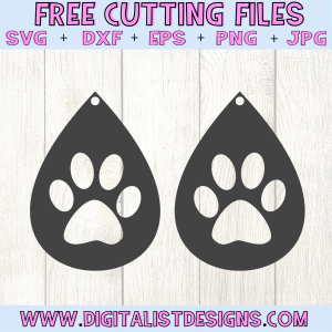 Free Pawprint Earrings SVG cut File | Free Earrings SVG files for Cricut & Silhouette